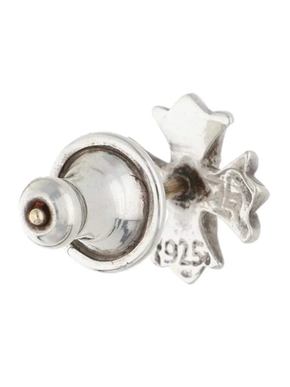 Chrome Hearts No2 CH Pls Dia CH Plus Stud Silver Earrings